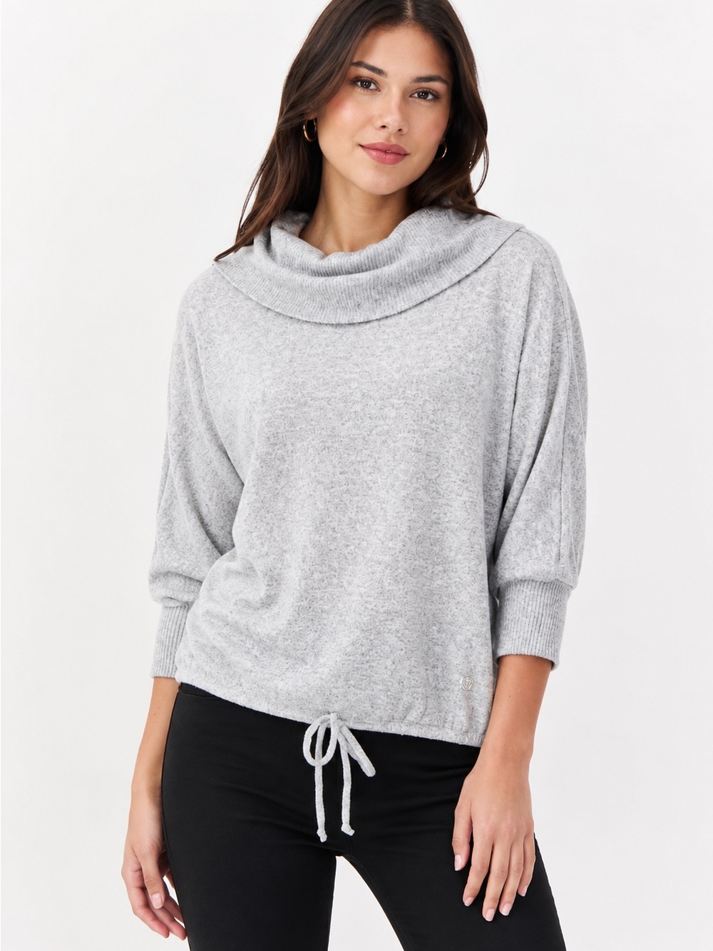 ✨ Adrienne Vittadini Gray Cowl Neck Sweater – Size Small